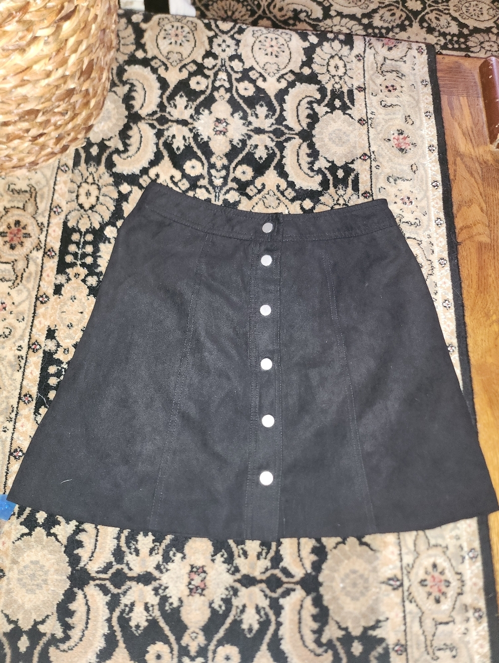 H&M Divided Black Button-Front A-Line Skirt